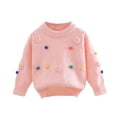 thumbnail image 6 of GYRATEDREAM Girls Striped Sweaters Gradient Long Sleeve Cable Knit Sweater Cute Print Top Chunky Pullover Jumper Fall Winter for 5-6Y Pink, 6 of 6