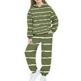 thumbnail image 3 of Piuwrlz Hood Sweatsuits Sets 2pcs Teen Girls Fleece Jogger Set Plush Hoodies and Sweatpants Army Green Size 10-11Years, 3 of 6