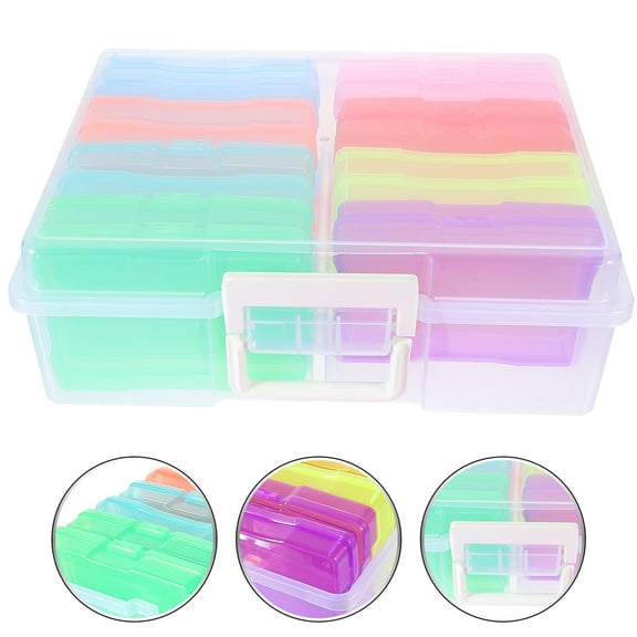 UPOUART Multi-Color Photo Storage Container Box Set with Lid for Small Item Organization and Secure Storage