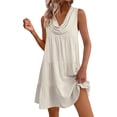 thumbnail image 2 of HVOBTTY Summer Women's Sleeveless Mini Peplum Dress red Cowl Neck Loose Cut Daily Outer Wear, 2 of 4