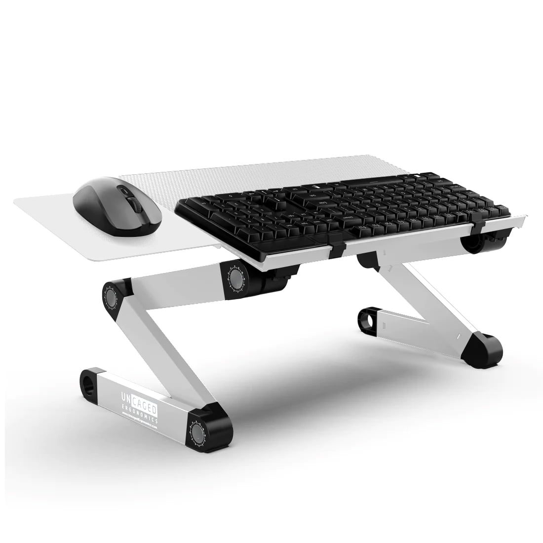 Adjustable Keyboard Stand and Mouse Tray – WorkEZ Aluminum Ergonomic Keyboard Riser for Desk or Standing Setup, Negative Tilt Keyboard Shelf for Comfortable Typing (Silver)