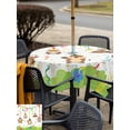 thumbnail image 5 of Outdoor Tablecloth with Umbrella Hole for Patio/Picnic/Party/Camping, Groundhog Day Waterproof Table Cloth Square Cover Washable, Bunting Floral Cartoon Funny Colorful Cute (60"x 60"), 5 of 8