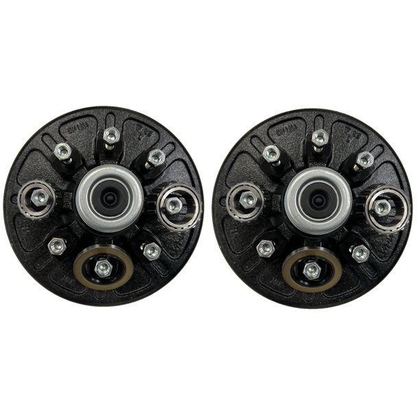 2Pk 12 in. x 2 Trailer Brake Hub Drum Kit w/Bearings Seal Cap Lugs (8
