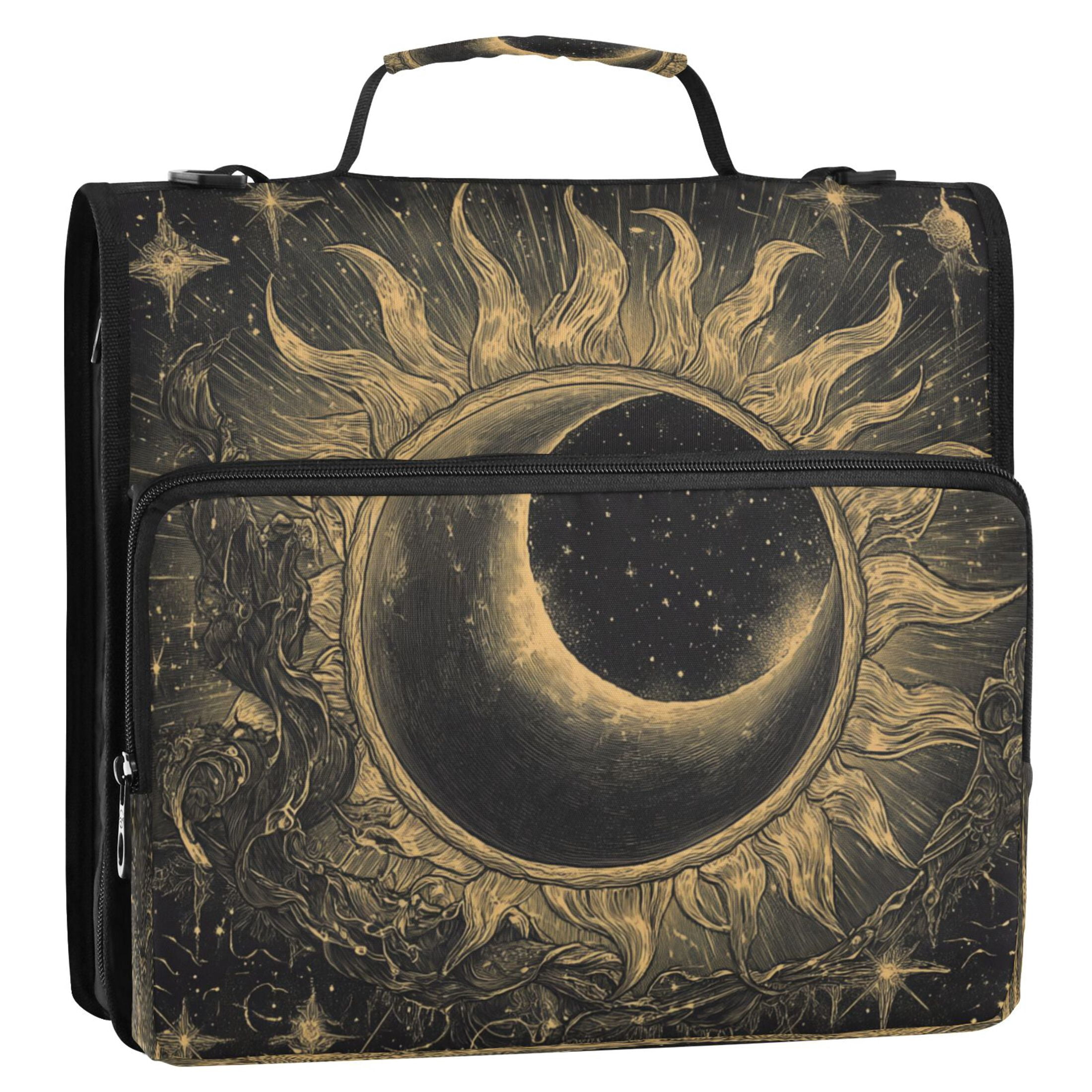 YAZAOO Zipper Binder trapper keeper Documents Organized Design Cosmic Sunburst Printed