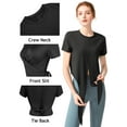 thumbnail image 2 of SAYFUT Women's Summer Crop Top Basic Short Sleeve Twist Front Tee T-Shirt Round Neck Ladies Casual T-Shirt Blouse Solid Color Tie Knot Tops,up to Size -XL Black/White, 2 of 8