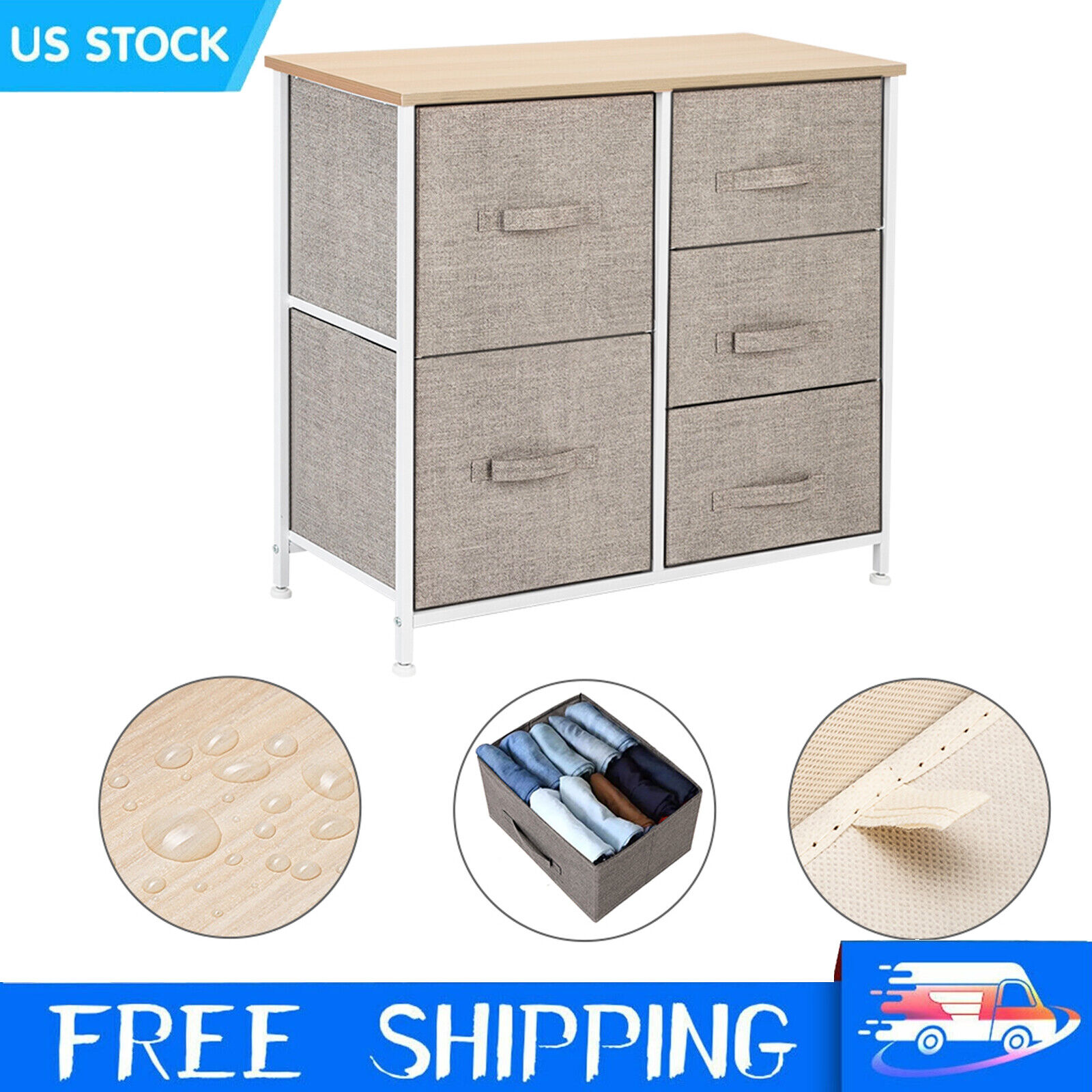 IM Beauty 5 Drawer Dresser Organizer Fabric Storage Chest for Bedroom