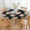 thumbnail image 3 of Pioneer Flower Floral Print Pattern Round Fitted Tablecloth with Elastic Edge,Dining Table Cover Waterproof,Outdoor Round Tablecloth for Camping,Dining,Indoor and Outdoor, 3 of 7