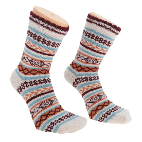 Unique Bargains 5 Pair Men's Retro Diamond Pattern Winter Warm Socks Assorted Color Polyester