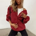 thumbnail image 4 of Dyfzdhu Zip Up Hoodie for Women Spring Fall Oversized Sweatshirt With Pocket Casual Workout Solid Color Long Sleeve Jacket Red, 4 of 7