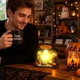 thumbnail image 3 of 3D Glowing Halloween Wooden Display Stand, Vintage Halloween Decor, Spooky Halloween Decorations, Halloween Decorations for Party, 6X6X0.8 Inch Skeleton Black Cat Halloween, 3 of 3