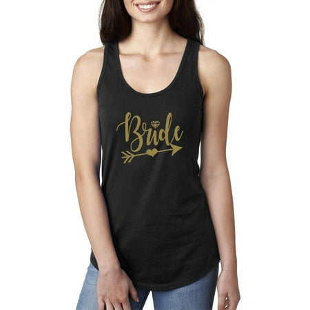 Racerback Heart - Bride Heart Arrow Gold Wedding Women's Racerback Tank Top