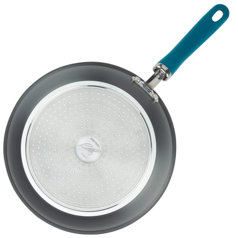 Rachael Ray Create Delicious Hard-Anodized Aluminum Nonstick Deep Skillet  Twin Pack, 9.5-Inch and 11.75-Inch, Light Blue Handles 
