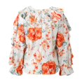 thumbnail image 2 of Gibobby Camisa Elegante Para Mujer Camisa De Cuello En V De Manga Larga Con Volantes Con Paneles De Mujer De Tamaño（Anaranjado, L), 2 of 4