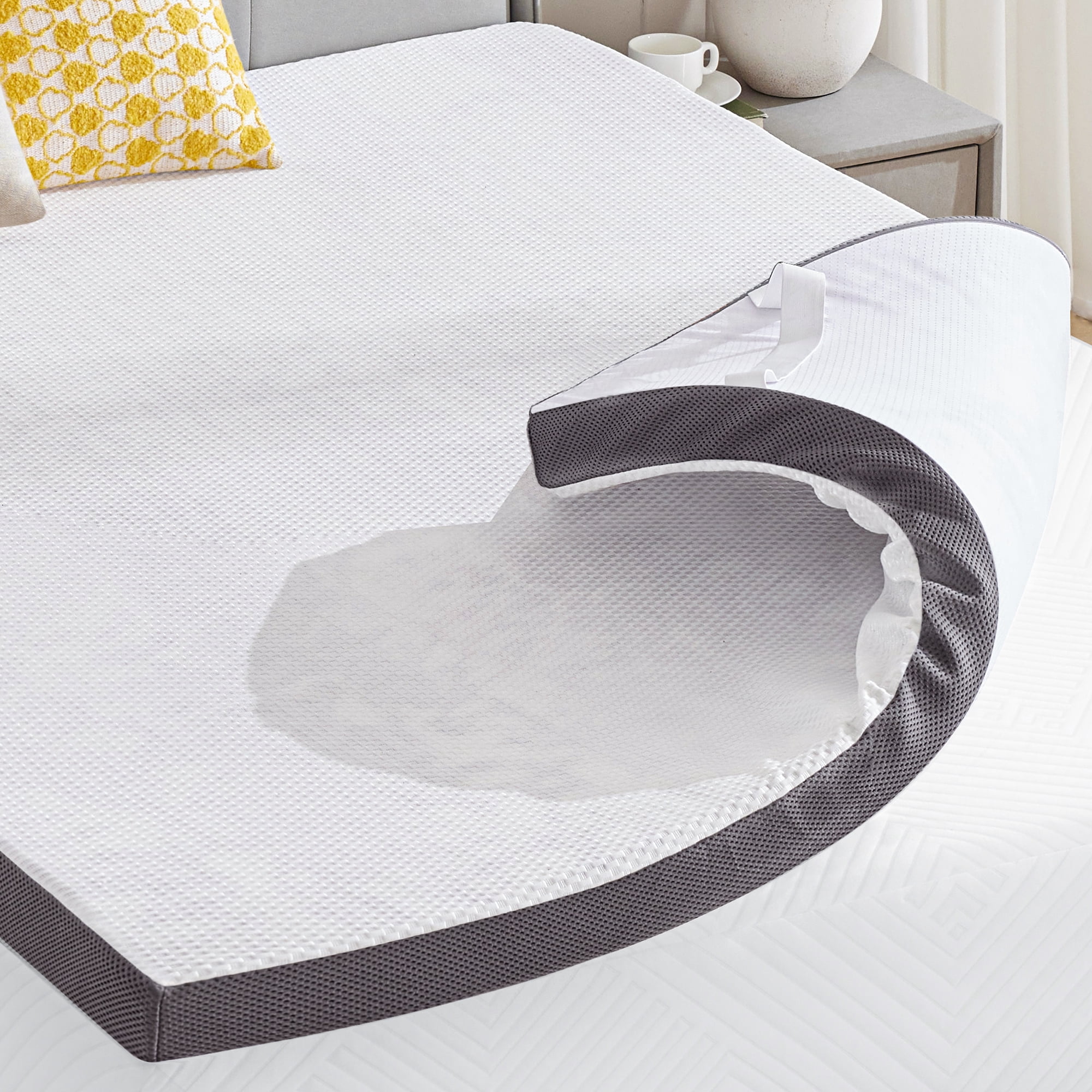 BDEUS Gel Memory Foam 2 Inch Mattress Topper Twin Size Bed Topper with Breathable Removable Cover