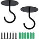 thumbnail image 1 of 2 Pcs Crochets- Noir De Plafond Muraux Crochets Vis En Mtal Pour Accrocher Plante Suspensiones Paniers, 1 of 5