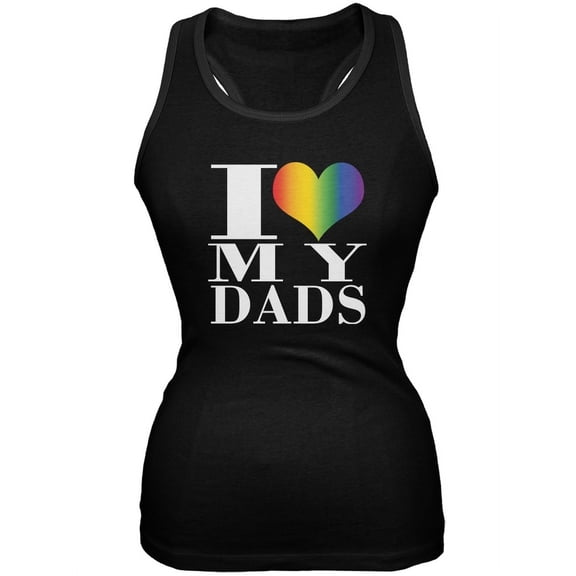 Father's Day I Love My Gay Dads Pride Heart Black Juniors Soft Tank Top - X-Large