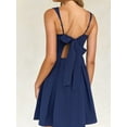 thumbnail image 3 of Dycnvjo Womens 2025 Mini Sleeveless Dress Backless Tie Square Neck Short Party Dress Navy Blue M, 3 of 8