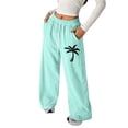 thumbnail image 4 of BOOMNY Girls Linen Pants Wide Leg Summer Beach Pants for Girl Trendy Hawaiian Graphic Elastic Waist Casual Jogger Pant With Pocket, 4 of 4