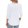 thumbnail image 4 of Womens Tops 3/4 Sleeve with Buttons Dressy Casual Blouses Summer Beach Vacation Outfits White L, 4 of 6