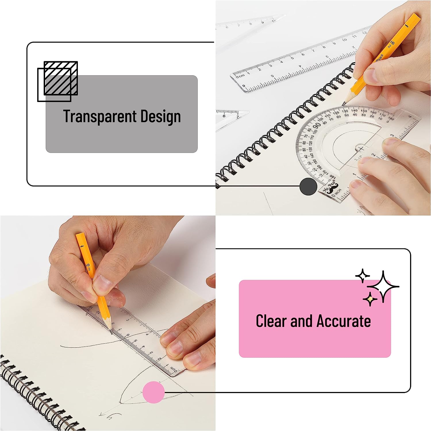 Mr. Pen Geometry Set with Compass, Rulers, Protractor photo 4