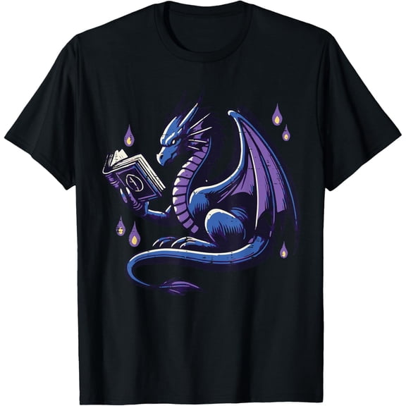 Book Lover Dragon Reading Cool Fantasy Women Girls Men T-Shirt