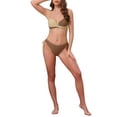 thumbnail image 2 of INSPIRE CHIC Women's Front Cross Contrast Color Bikini Sets, 2 Piece Strappy Top Tie Size Triangle Bottoms Swimwear Bathing Suits Small Brown Beige, 2 of 5
