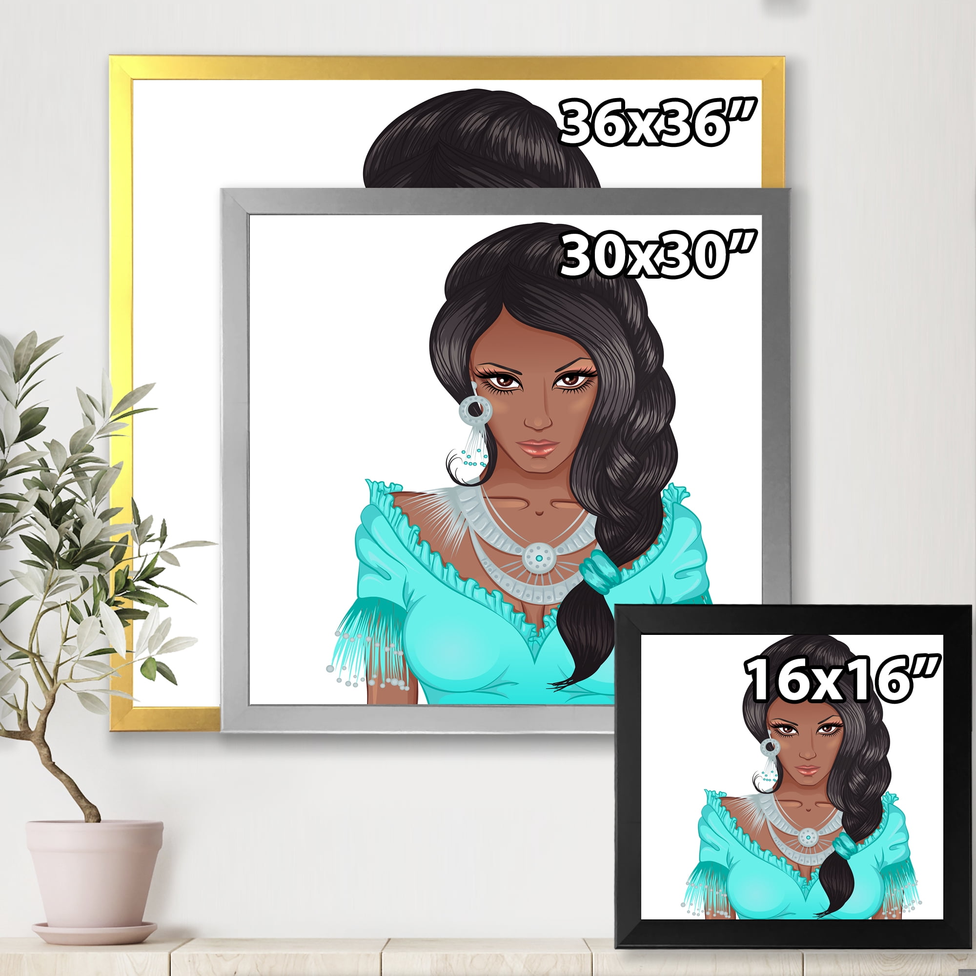 Designart 'Portrait Of Afro American Woman XVI' Modern Framed Art Print