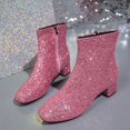 thumbnail image 5 of Mepaouo Women's Rhinestone Sparkly Ankle Boots Round Toe Heel Dress Booties Comfy Chelsea Boots, 5 of 7
