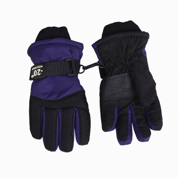 Kids Gloves Winter Warm Long Fleece Waterproof Touchscreen for Boys Girls Youth Teen Snow Ski Cycling(One Size,Purple)