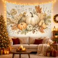 thumbnail image 3 of Autumn Pumpkins Among Pears and Hydrangeas, Cozy Watercolor for Nature Lovers, Botanical Harvest Wall Art, Housewarming Gift, Tapestry Wall Hanging for Living Room and Bedroom, 3 of 7