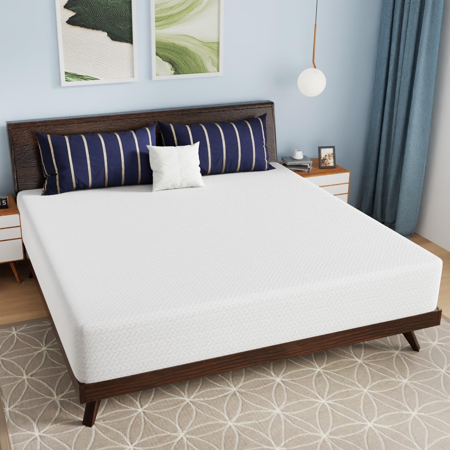 PayLessHere 12 Inch Bamboo Charcoal Cooling Gel Memory Foam Mattress in a Box,White,King