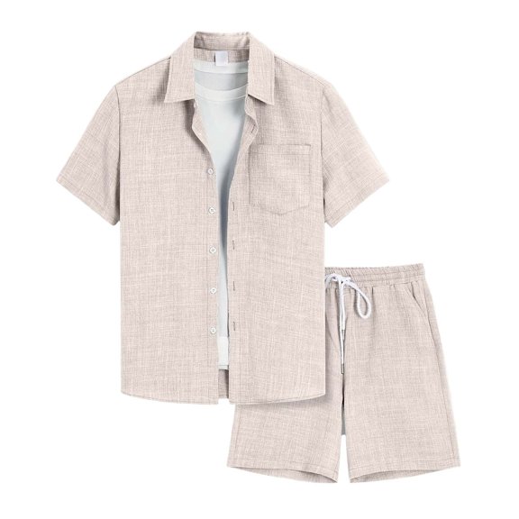 Men's Short Sets Two Piece Set Button Down Shirts and Shorts Summer Matching Set Beach Vacation Essentials Mens Vacation Clothes