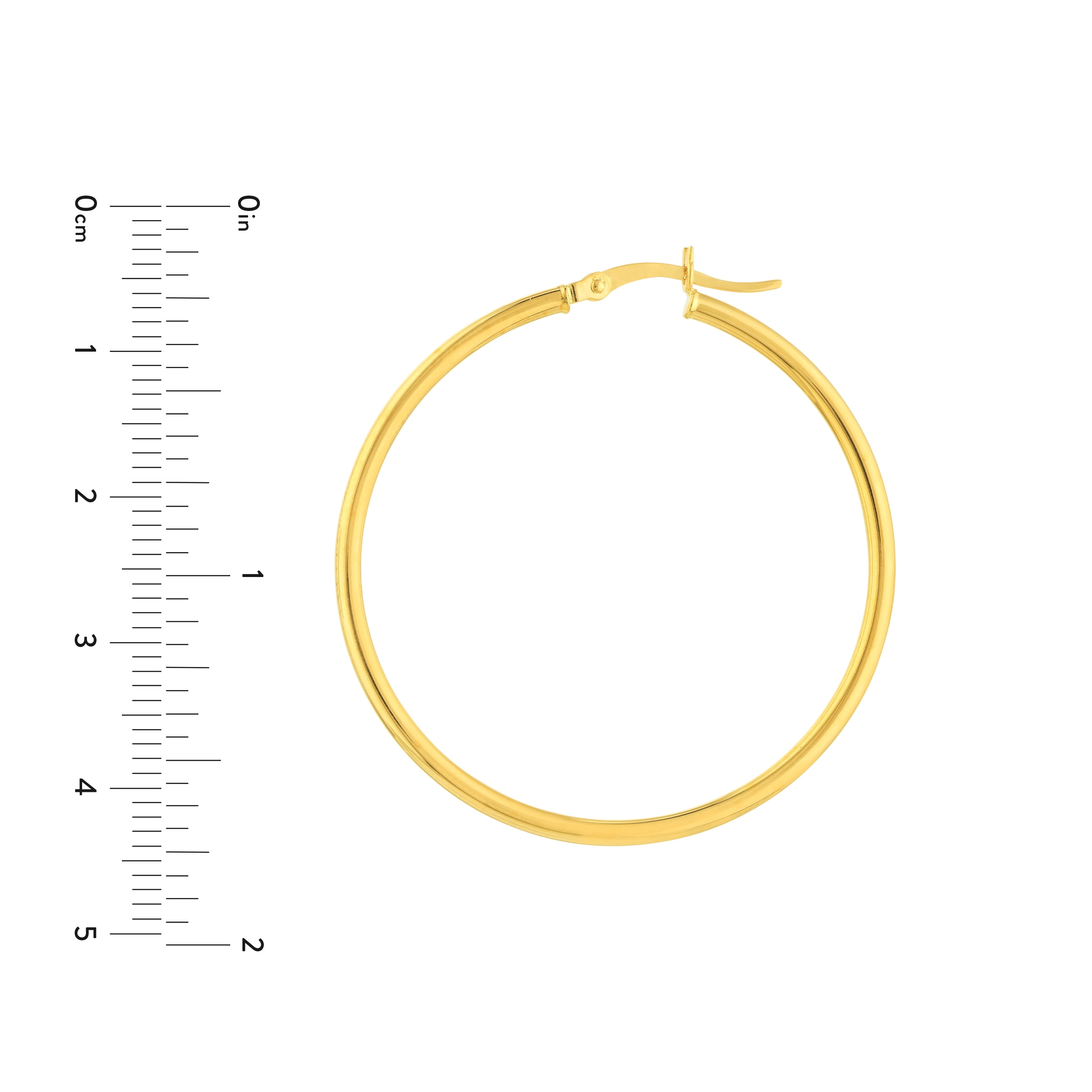 10K Yellow Gold 2x40mm High Polished Hoop Earrings - Women