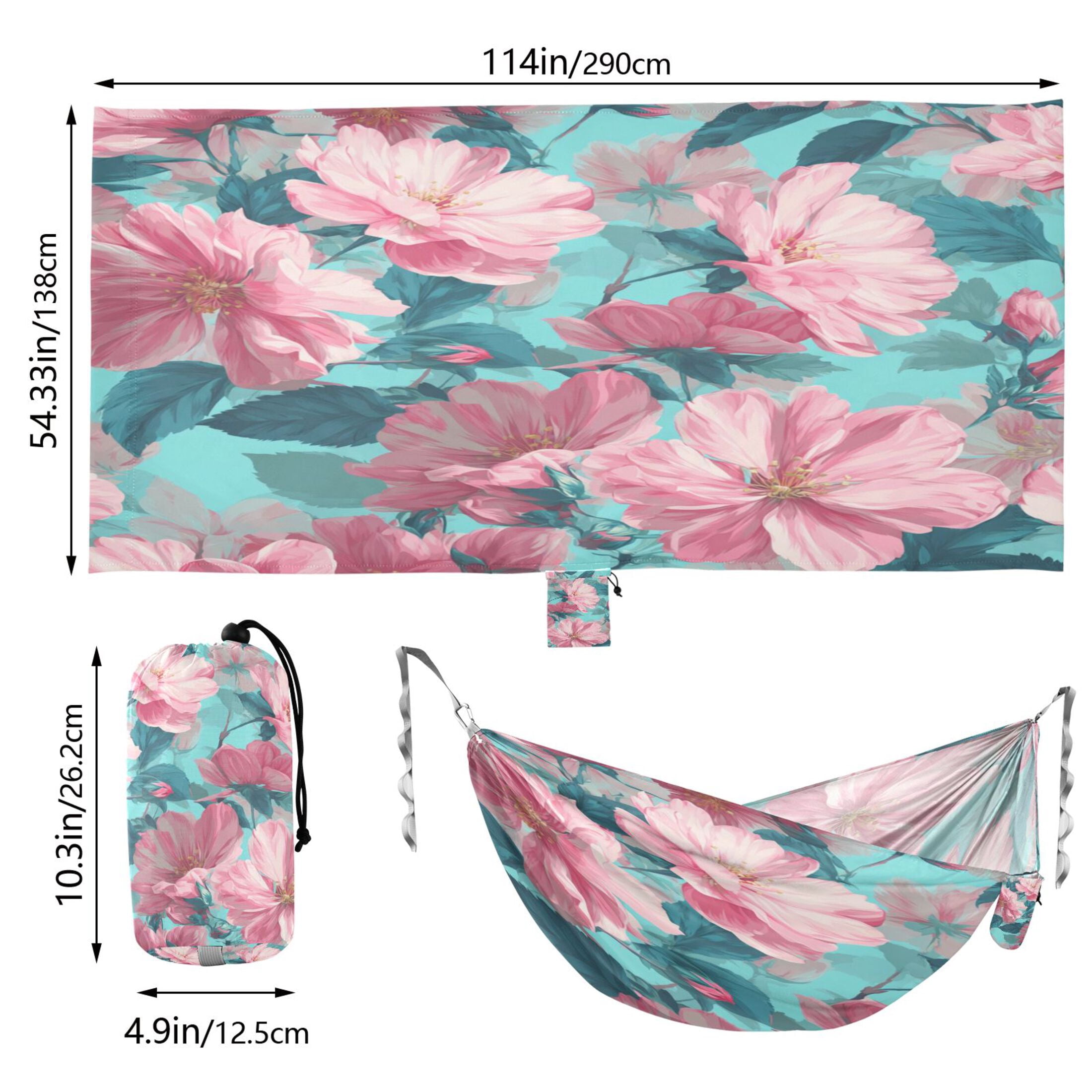 Hammock Camping Hammock Nylon Portable Hammock Travel Camping Hammock Pink White Flower Seamless