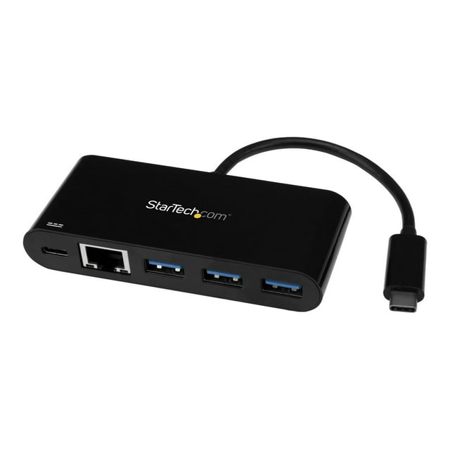 StarTech.com USB C to Ethernet Adapter USB C - 3 Port - with Power Delivery (USB PD) - Power Pass Through Charging - Adapter (US1GC303APD) - Adaptateur Réseau - USB-C - Ethernet Gigabit - Noir