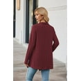thumbnail image 2 of Cardigan for Women Dressy Casual Long Sleeve Open Front Cardigan Sweaters Claret M, 2 of 4