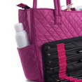 thumbnail image 5 of KIOTA Beauty Bag - Ideal for Bottles - Makeup Brush Storage Pocket and Outer Pockets - Quilted Finish Shoulder Bag Cosmetic Organizer - Orchid, 5 of 9