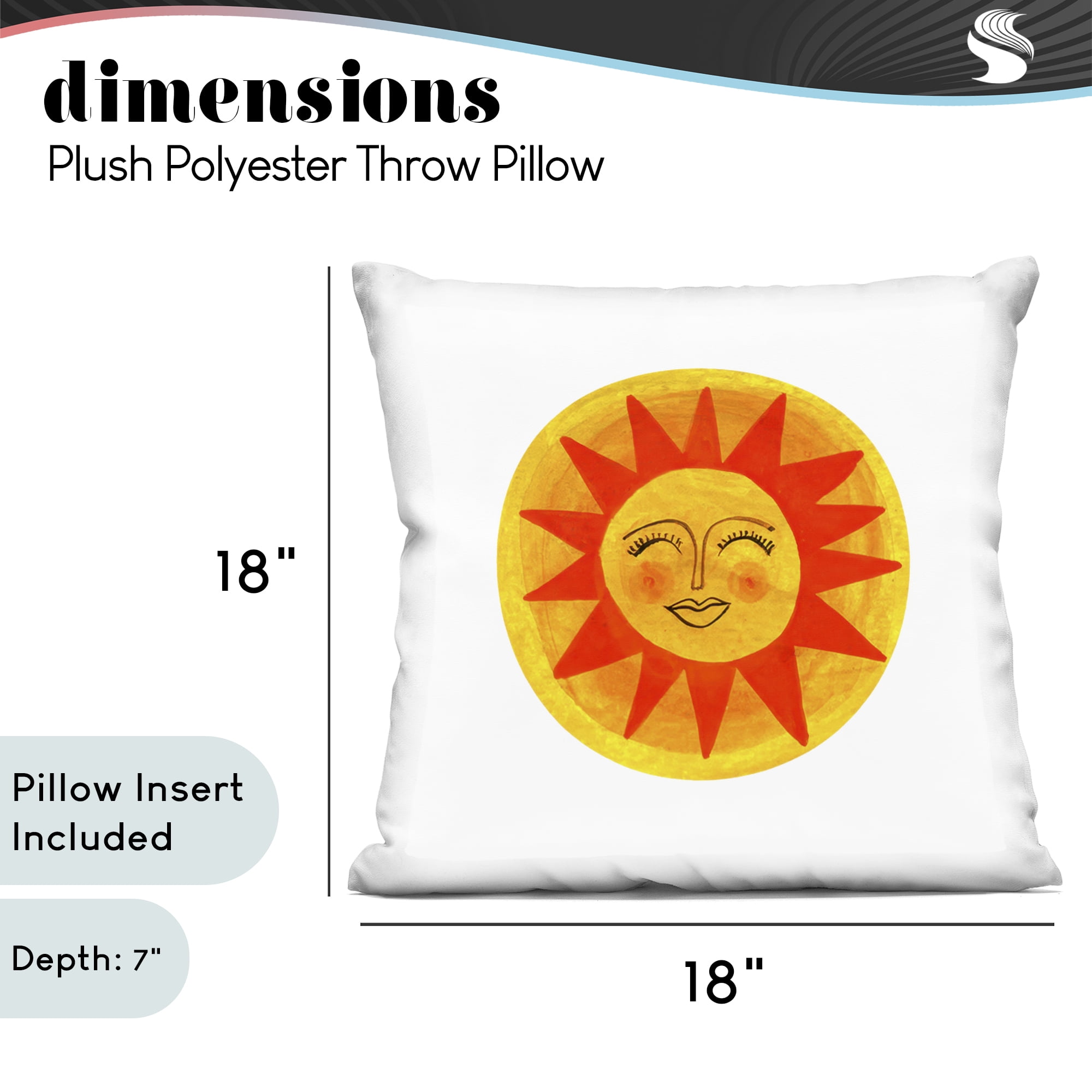 Stupell Industries Warm Fiery Sun Decorative Printed Throw Pillow, design by Katherine Herrell Studio, 18 x 7 x 18