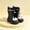 Black, variant on Womens & Girls 3D Big Eye Drawstring Cuff Mid Calf Rain Boots Reflective Stripe Ribbed Chunky Sole Non Slip Waterproof PVC Wellies for Rainy Days Black 26