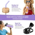 thumbnail image 2 of MUKOKO Glass Water Bottle, 32oz Sports Drinking Tumbler with Silicone Sleeve and Straw, 1 Cup 2 Lids, Purple, 2 of 7