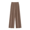thumbnail image 5 of Bovxnpu Wide Leg Pants for Women Flowy Lounge Beach Work Trousers Summer Ice Silk Wide Leg Thin Elastic High Waist Draped Straight Long Pants, 5 of 6