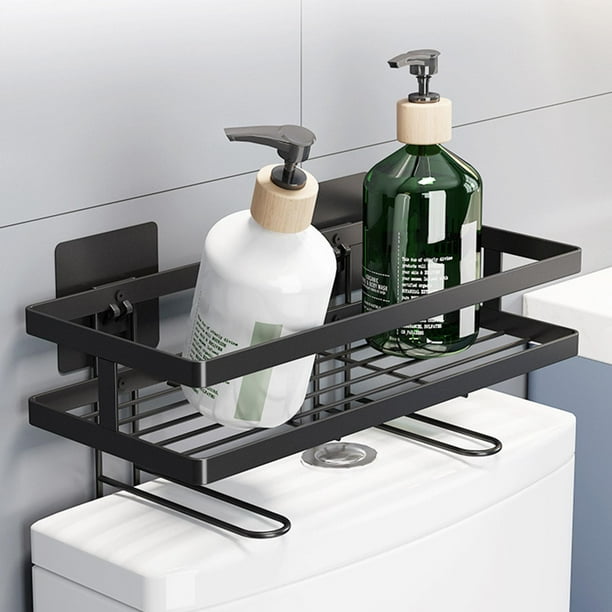 Almacenamiento de inodoro sobre el estante del inodoro Ahorro de espacio en el baño Almacenamiento en el baño Armario pequeño del estante del Negro Macarena Estante de almacenamiento para inodoro