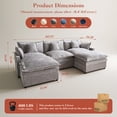thumbnail image 2 of OLINOA 108" Modular Sectional Sofa with Double Ottomans, Ultra-Soft Chenille U-Shaped Sectional Couch, Deep Seat Convertible Sofa Bed with Side Pockets & Extra Pillows for Living Room, Gray, 2 of 9