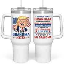 Best Grandma Ever Tumbler with Handle 40oz, Trump Grandma Gifts for Birthday Christmas Mothers Day, Nana Gift for Grandmother Mimi Grandmom from Granddaughter Grandson