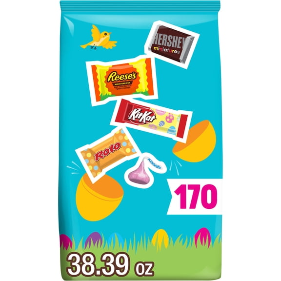 Hershey Assorted Chocolate Easter Candy, Bulk Bag 38.39 oz, 170 Pieces