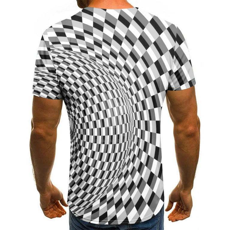 VSSSJ Optical Illusion Shirts for Men Athletic Fit Short Sleeve