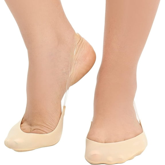 6 Pairs Toe Topper Liner Socks for Women Ultra Low Cut No Show Half Socks with Sling Back for Heels Dress Shoes
