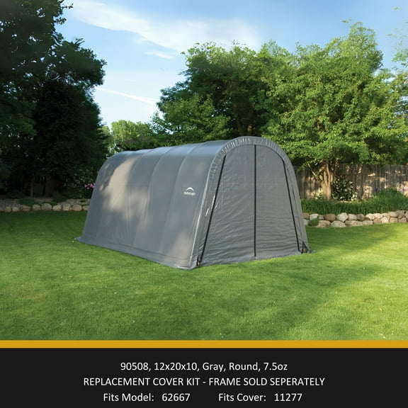 Garage-in-a-Box 12 x 20 x 10 ft. RoundTop Replacement Cover 7 oz. Gray (Frame not included)