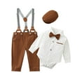 thumbnail image 4 of CARETOO Baby Boy Formal Clothes Outfit 0-24M Suspender Pants Bowtie Beret Hat Cotton Fabric 4pcs Set, 4 of 9