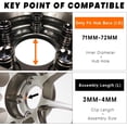 thumbnail image 3 of czcpp-GTOWNWORKS 4PCS 76mm(2.99in)/72mm(2.83in) Wheel Hub Center Caps Black ABS Plastic, 3 of 4